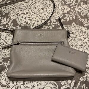 Kate Spade Gray Crossbody Bag and Wallet Set